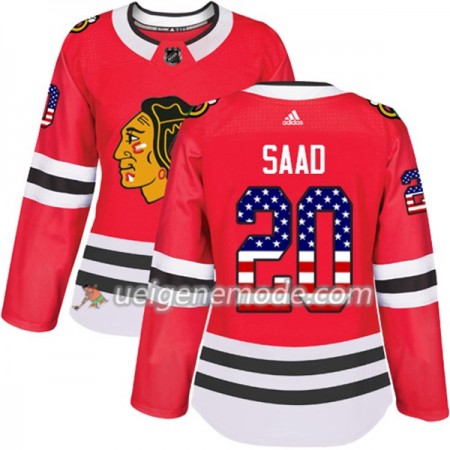 Dame Eishockey Chicago Blackhawks Trikot Brandon Saad 20 Adidas 2017-2018 Rot USA Flag Fashion Authentic
